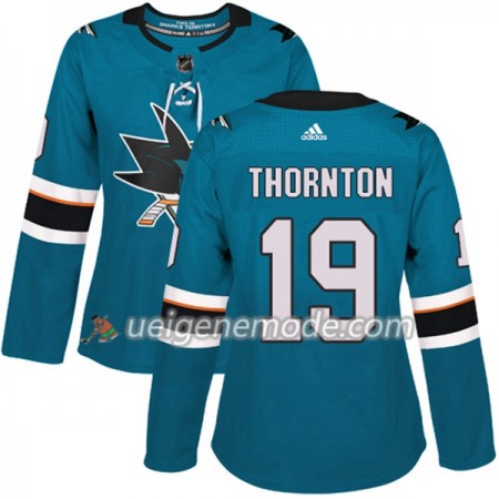 Dame Eishockey San Jose Sharks Trikot Joe Thornton 19 Adidas 2017-2018 Teal Authentic